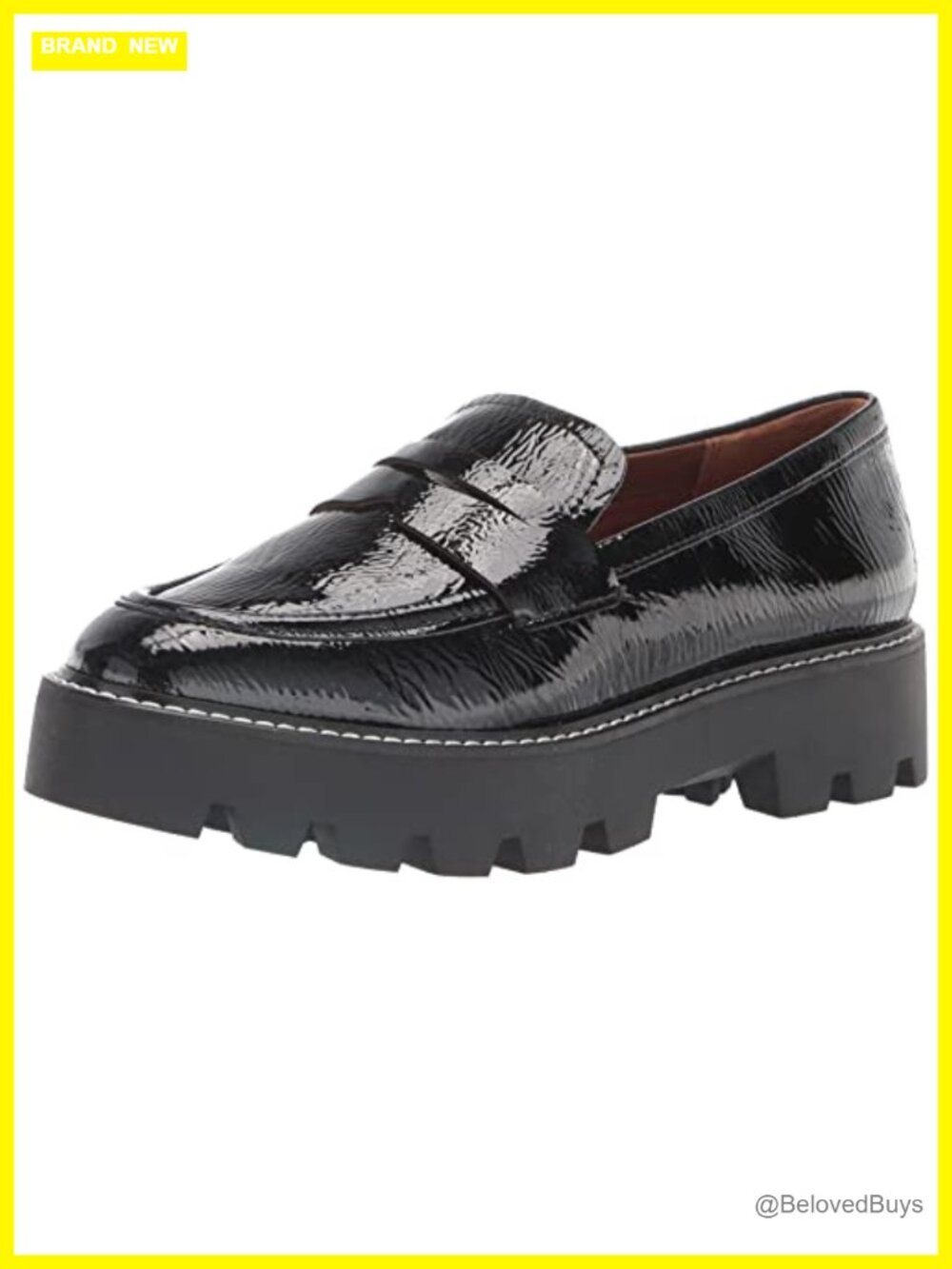 Balin Lug Sole Chunky Loafer Crinkle Patent Slip-On Work Shoe